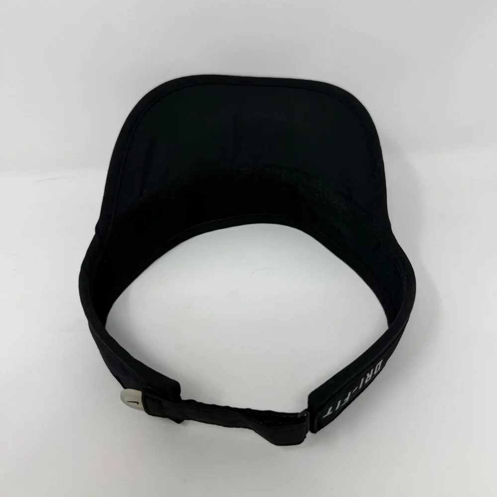 Nike Featherlight Dri-FIT Visor Black Adjustable Running Tennis Hat Swoosh Logo